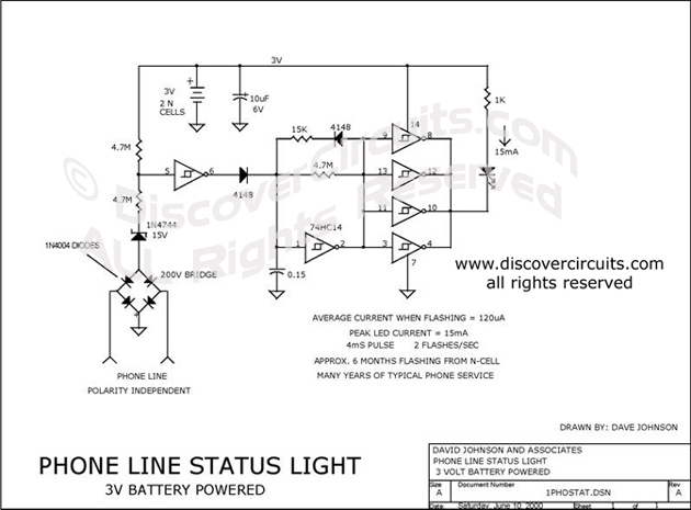 Circuit Phone Line Status Light designed by David Johnson, P.E.