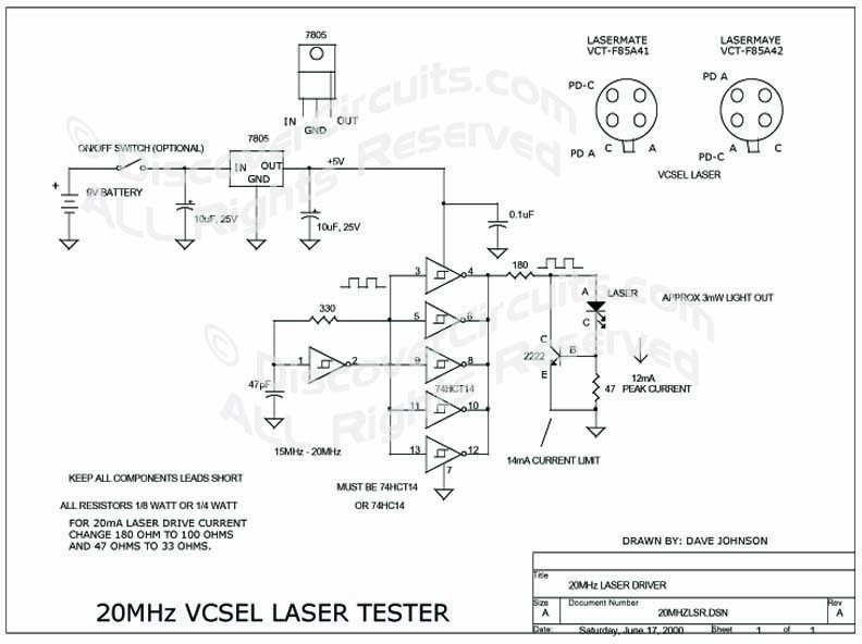 
20MHz VCSEL Laser Tester designed

 by Dave Johnson, P.E. (June17, 2000)
