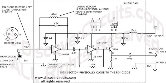
10MHz20MHz LIGHT RECEIVER , Circuit designed by David A. Johnson, P.E. (June 13, 2000)