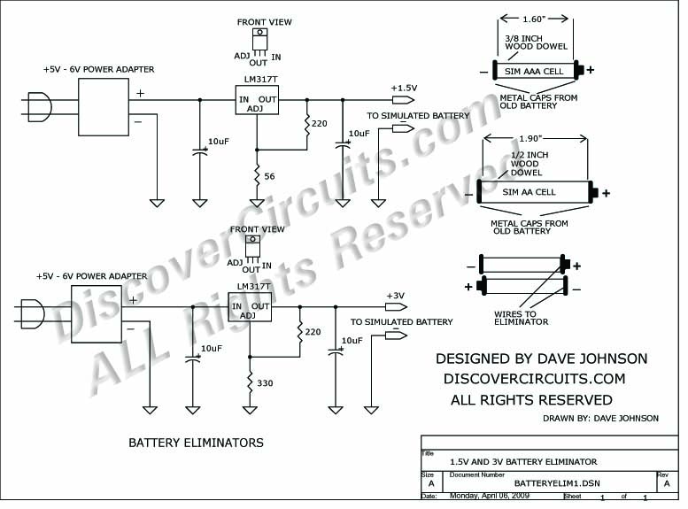 Battery Eliminator Circuits designed by David Johnson, P.E.