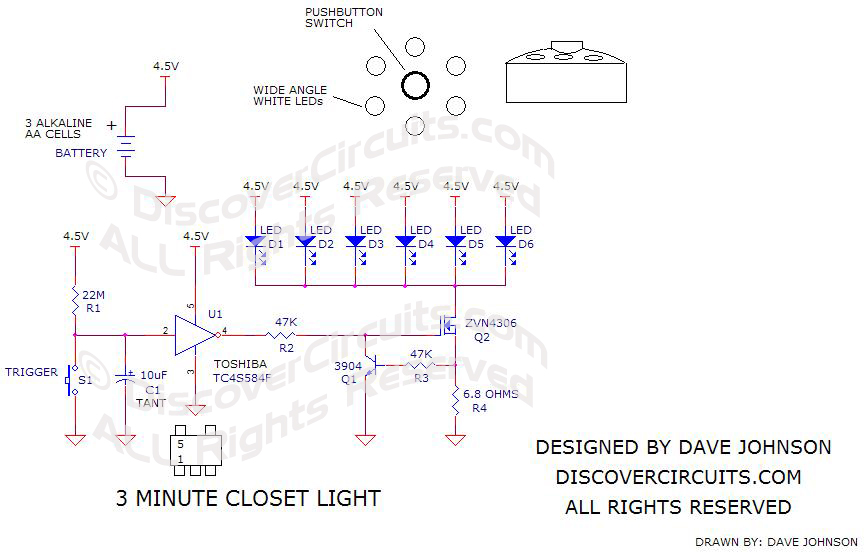 3 Minute LED Closet Light designed

 by Dave Johnson, P.E.