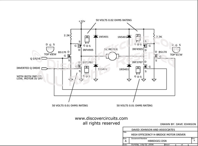 Circuit Low Voltage H-bridge Circuit designed by David A. Johnson, P.E. (July 2, 2006)