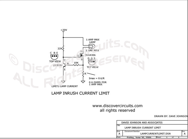 
Lamp Inrush Current Limit Circuit designed

 by Dave Johnson, P.E. (June 30, 2006)
