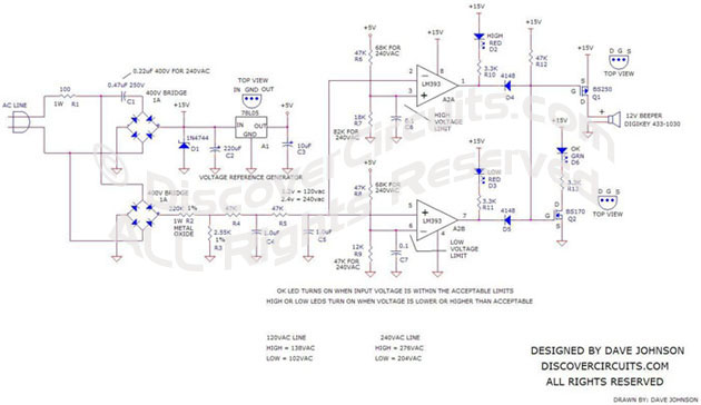 AC Line Under/Over Voltage Alarm Circuit