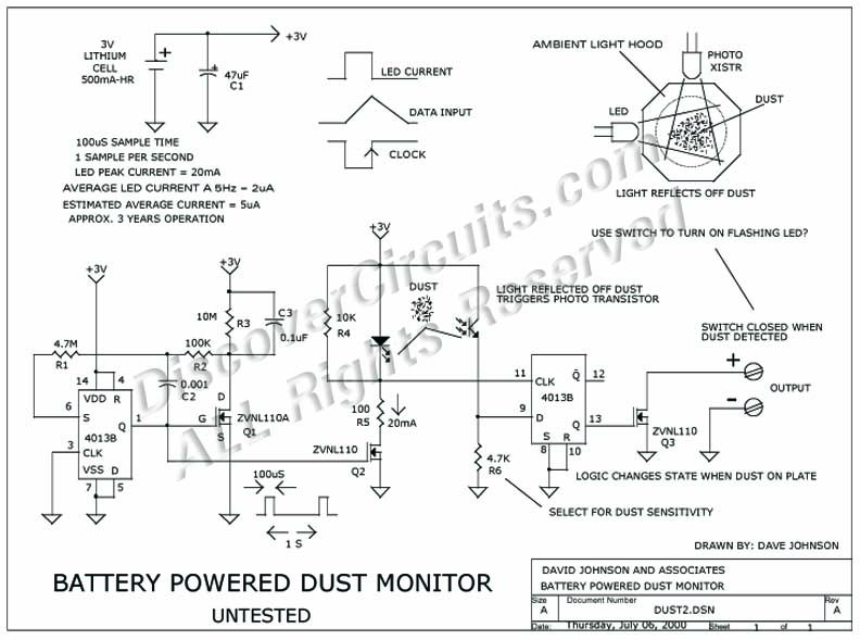 
Battery Powered Dust Monitor designed

 by Dave Johnson, P.E. (July 6, 2000)