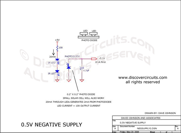 
0.5V Negative Supply designed

 by David Johnson, P.E. (May 20, 2005)