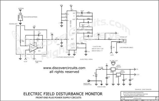 Circuit Electric Field Disturbance Monitor designed by David A. Johnson, P.E. (June 17, 2000)